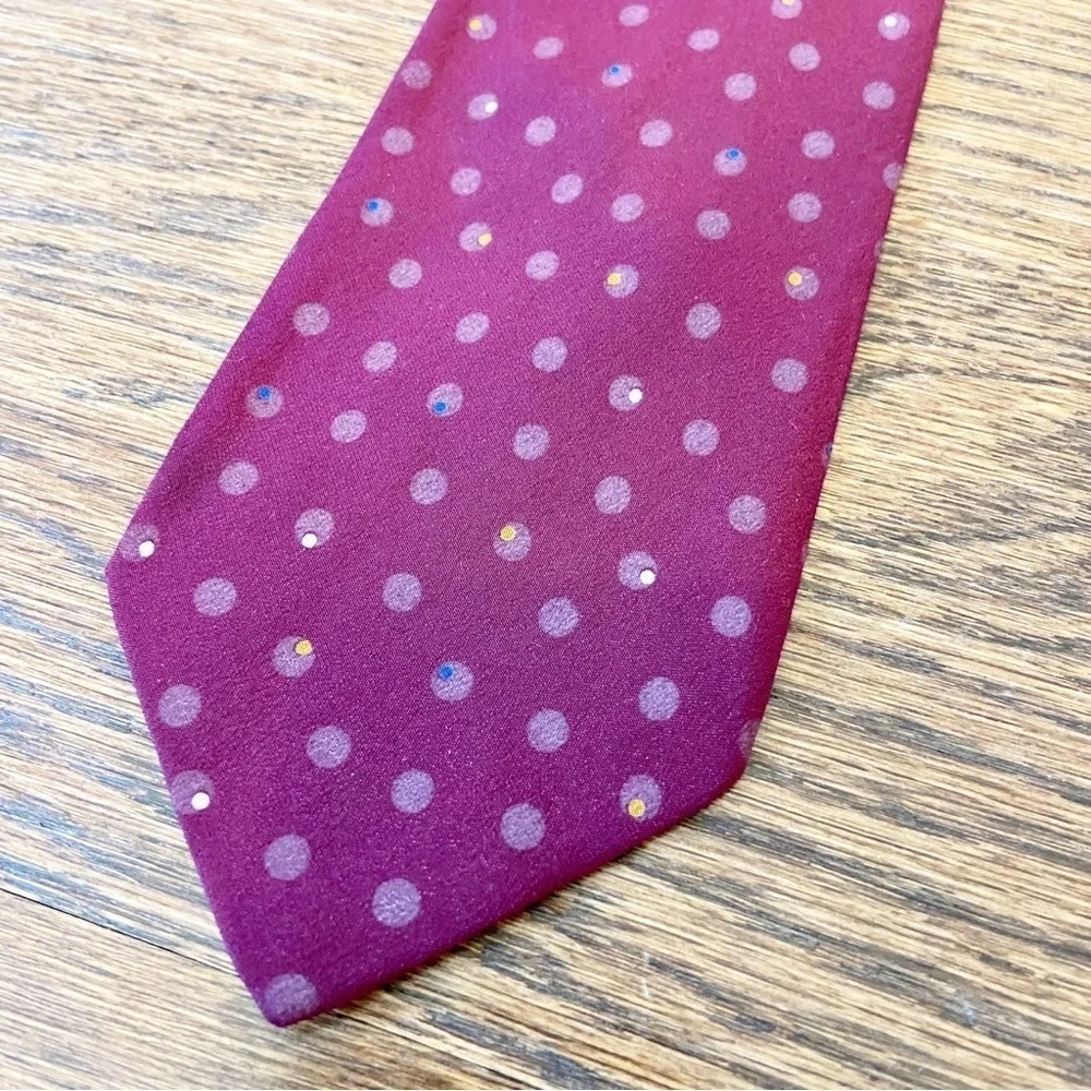 FENDI | 100% Silk Maroon Polka Dotted Tie One Size